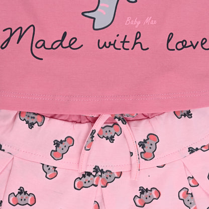 Girls Graphic Print Top and Skirt Clothing Set