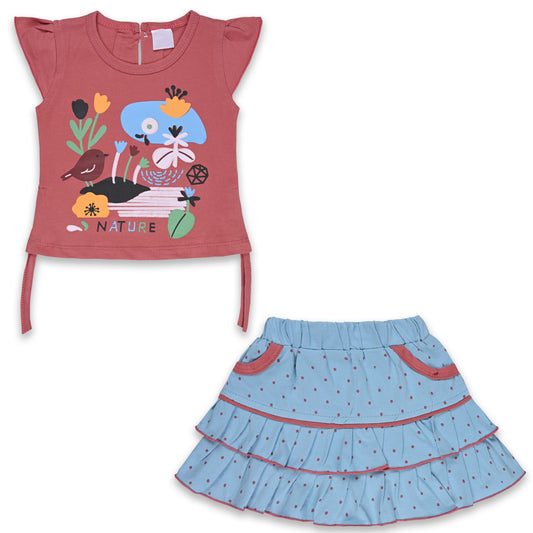 Baby Girls Graphic Print Top and Skirt Clothing Set