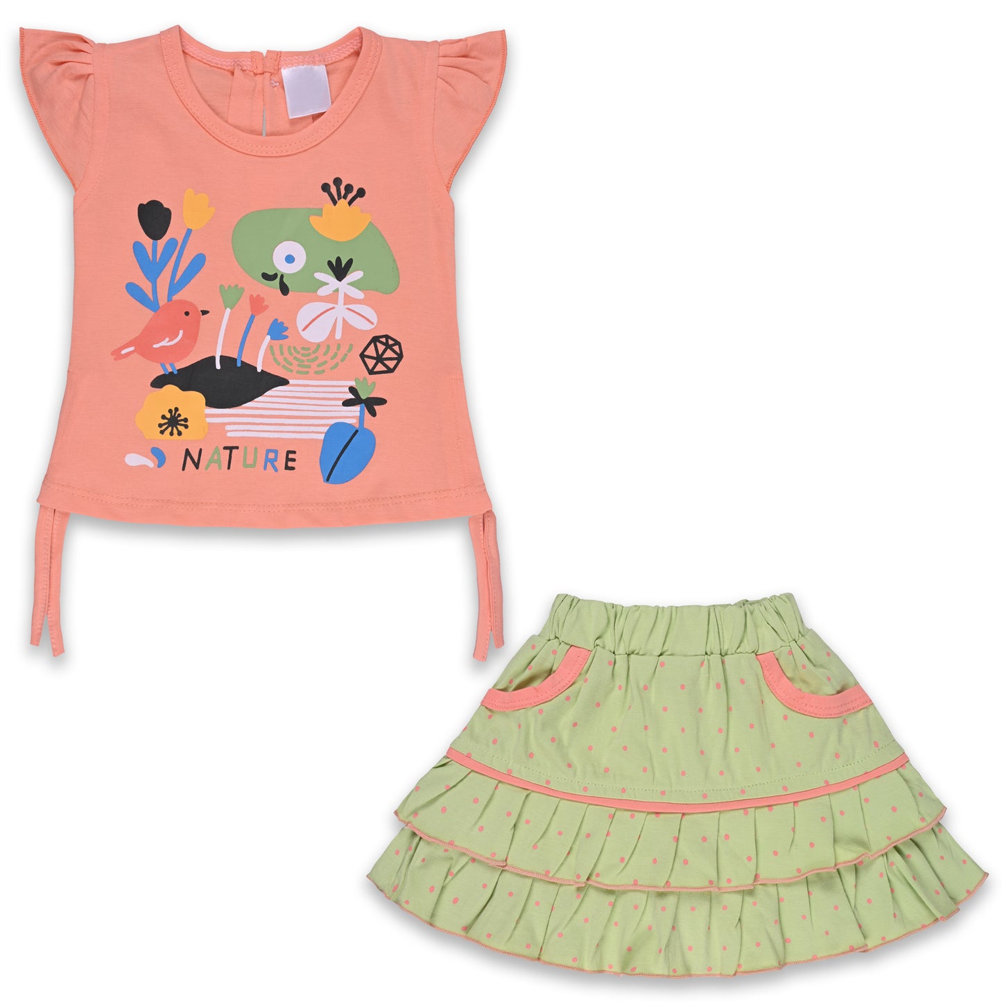 Baby Girls Graphic Print Top and Skirt Clothing Set