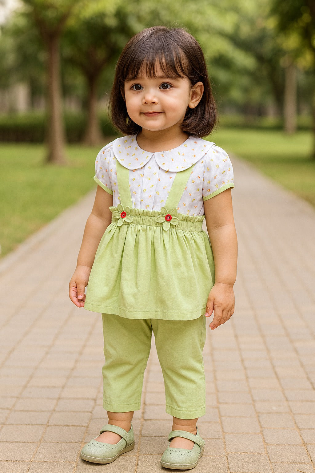Baby Girls Polka Print Top and Pant Clothing Set