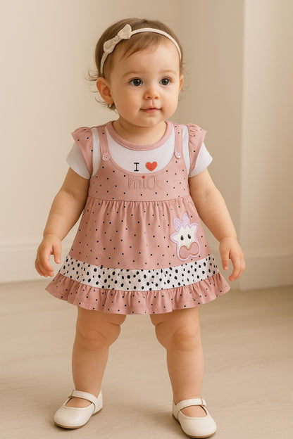 Baby Girls Polka Print A-Line Frock Dress with Brief