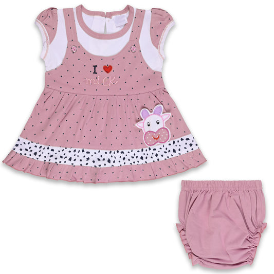 Baby Girls Polka Print A-Line Frock Dress with Brief