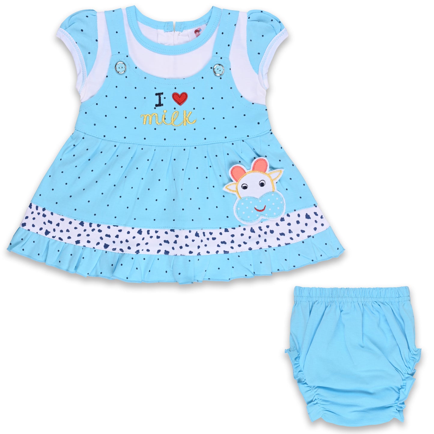 Baby Girls Polka Print A-Line Frock Dress with Brief