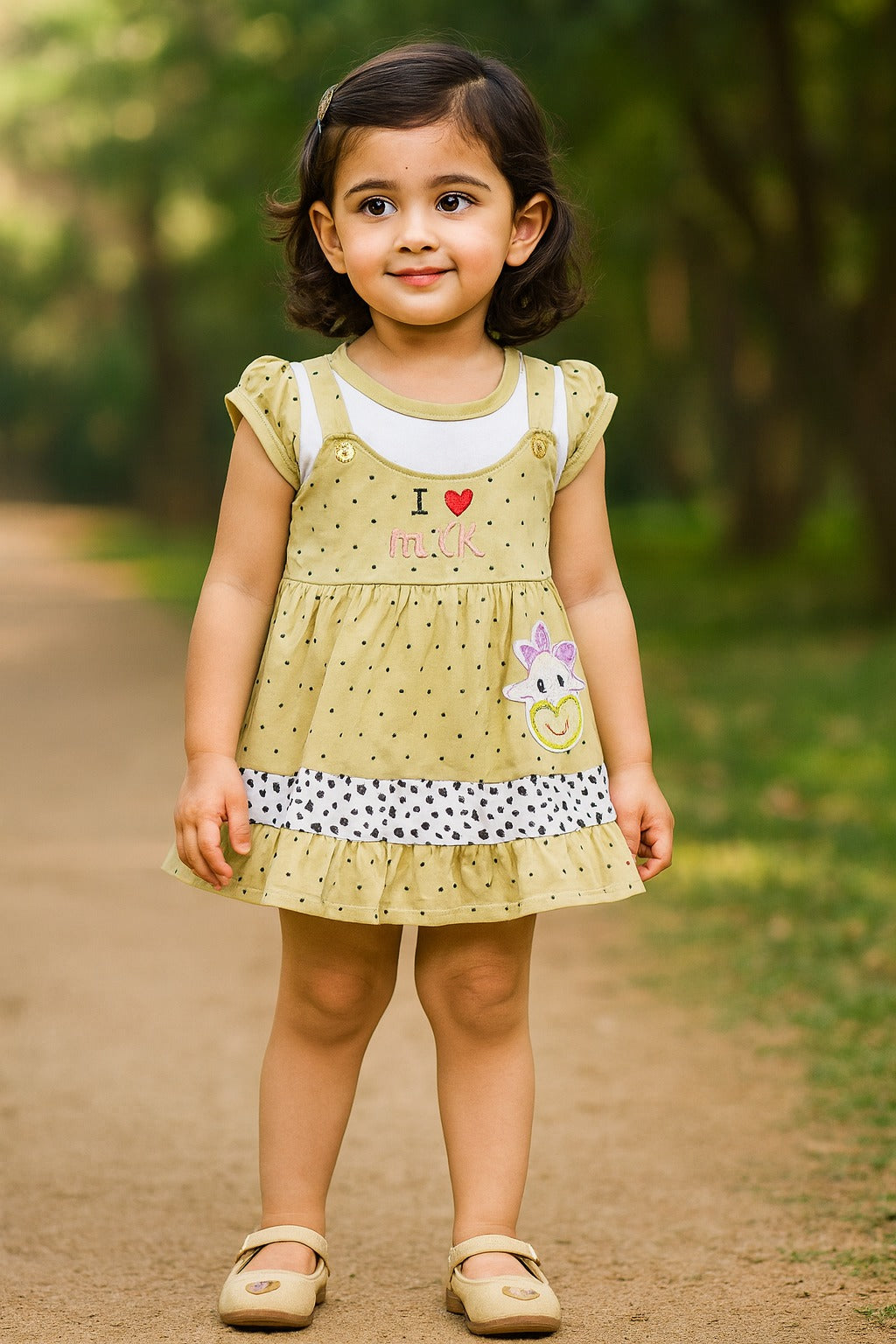 Baby Girls Polka Print A-Line Frock Dress with Brief
