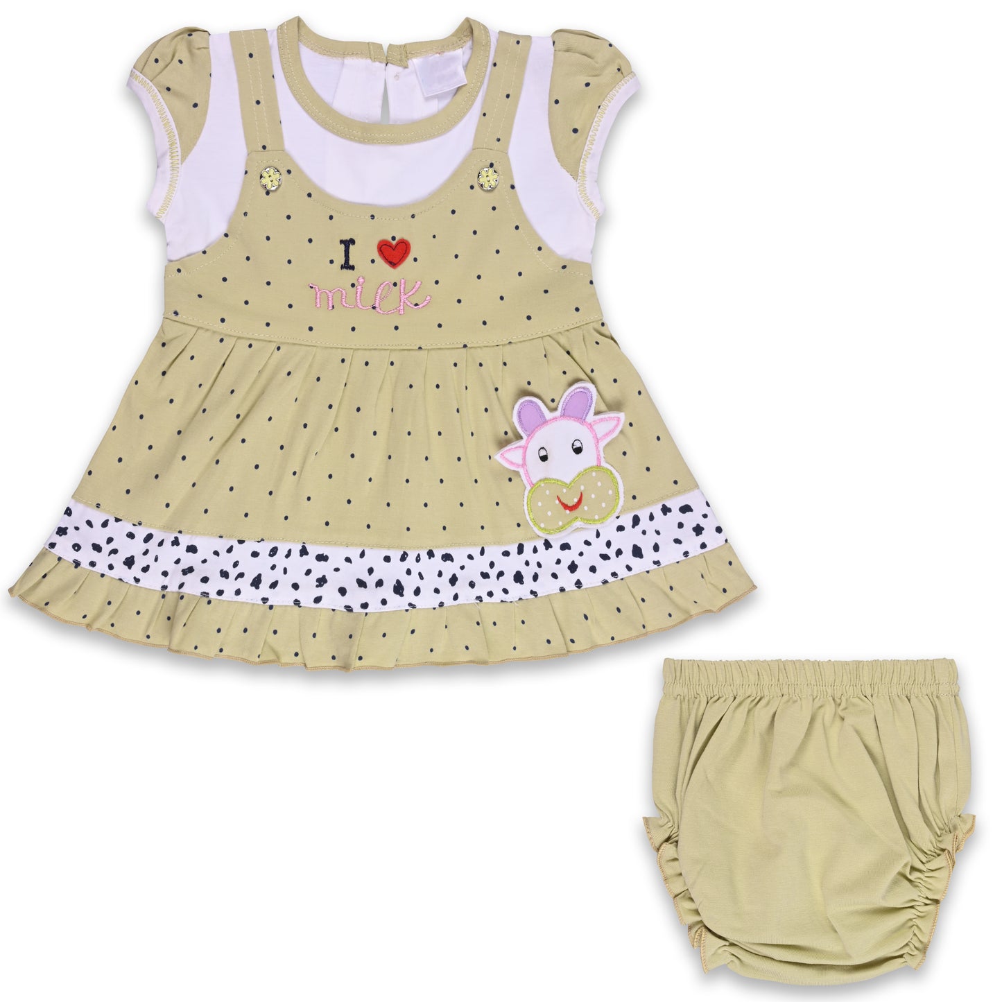 Baby Girls Polka Print A-Line Frock Dress with Brief
