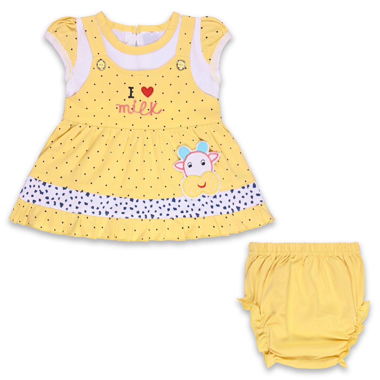 Baby Girls Polka Print A-Line Frock Dress with Brief