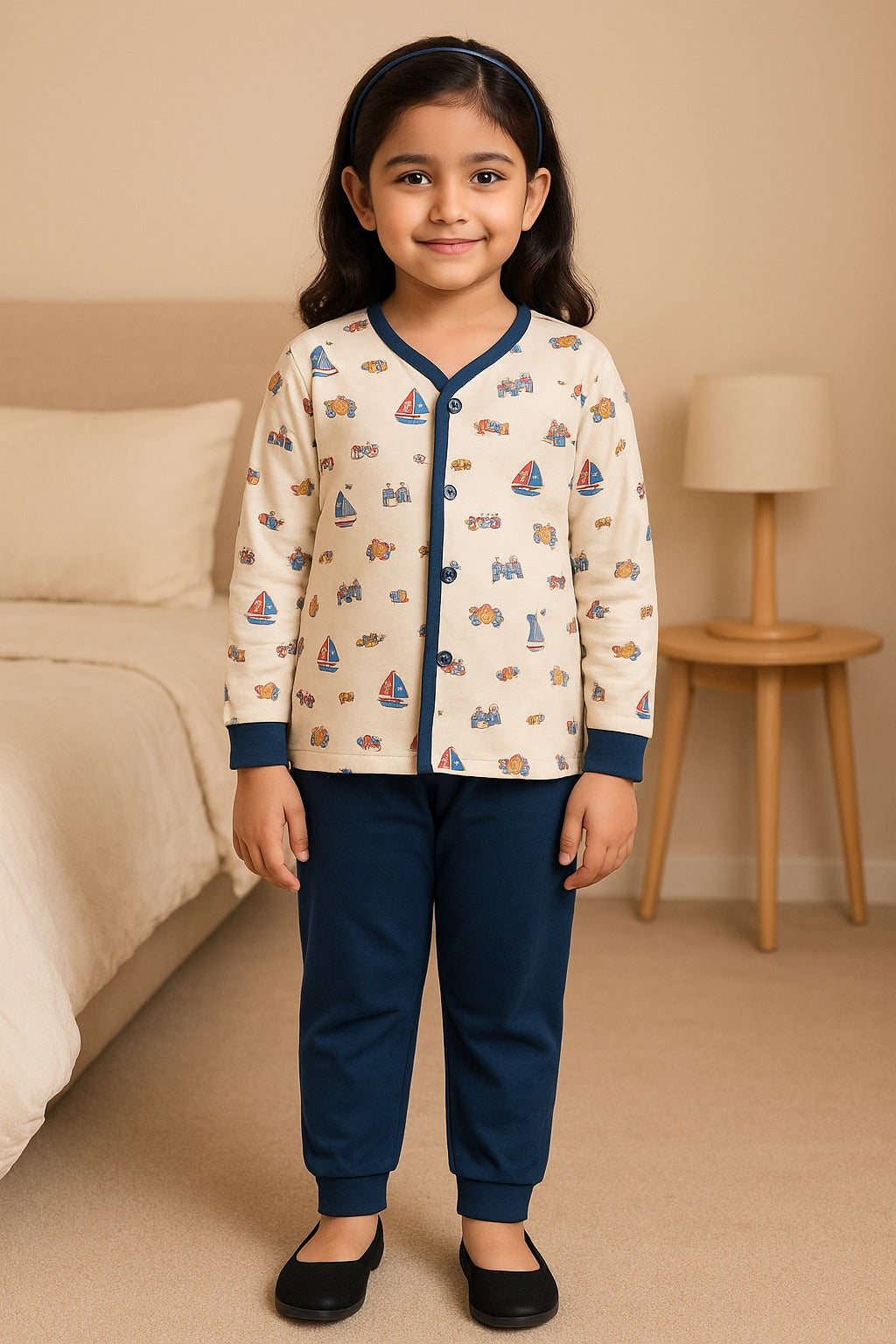 Baby Unisex T-Shirt With A Printed Deign And Solid Pant