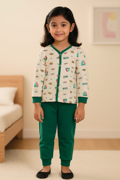 Baby Unisex T-Shirt With A Printed Deign And Solid Pant