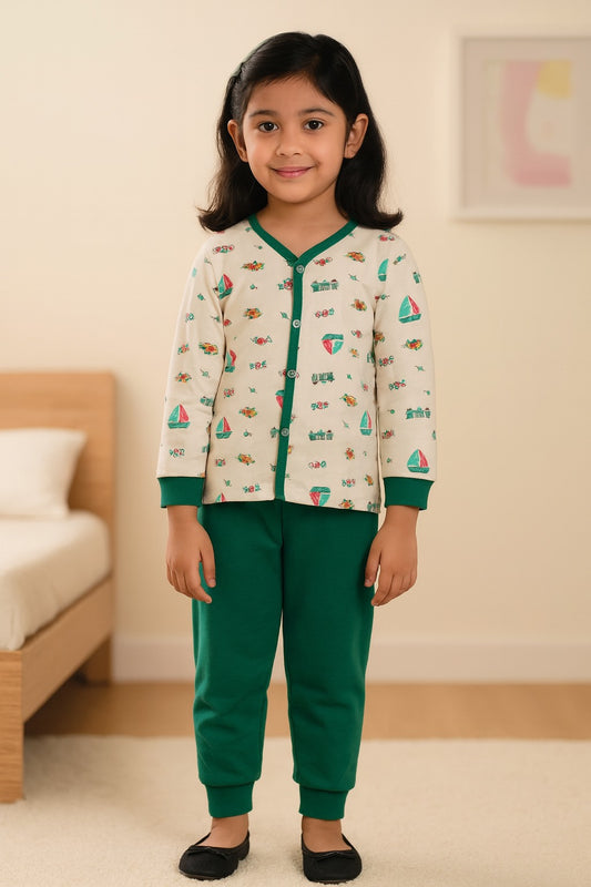 Baby Unisex T-Shirt With A Printed Deign And Solid Pant
