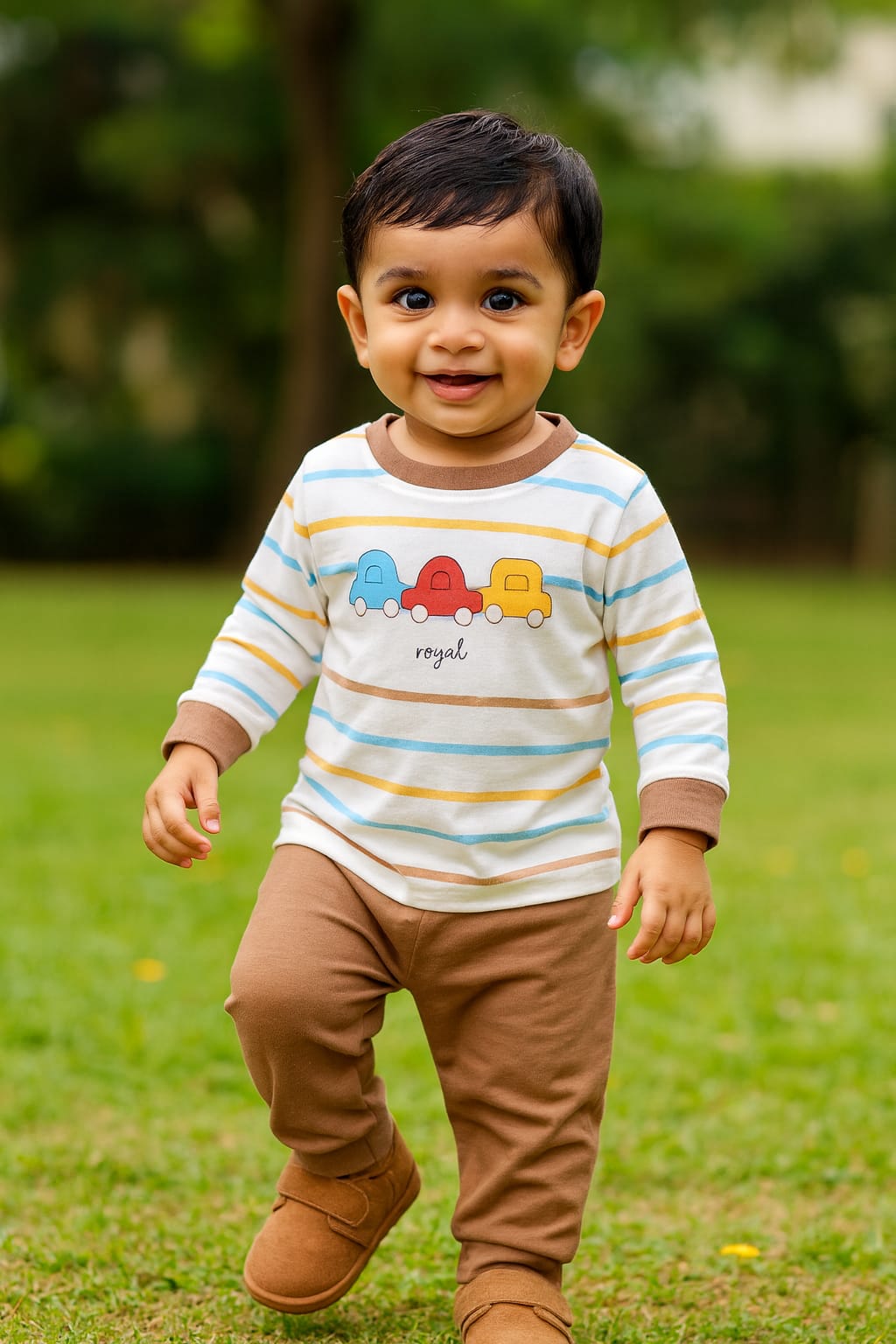Baby Boys T-Shirt With A Printed Deign And Solid Pant