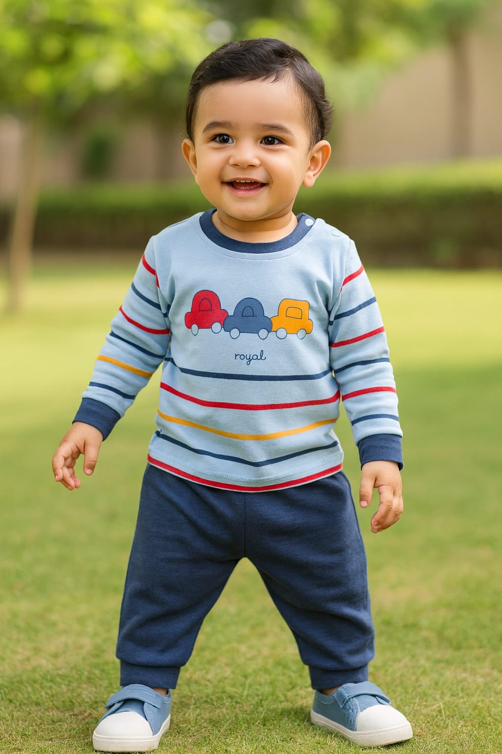 Baby Boys T-Shirt With A Printed Deign And Solid Pant
