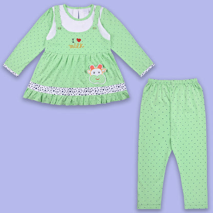 Girls Summer Polka Dot & Applique Top and Pant Set