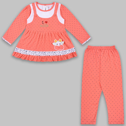Girls Summer Polka Dot & Applique Top and Pant Set