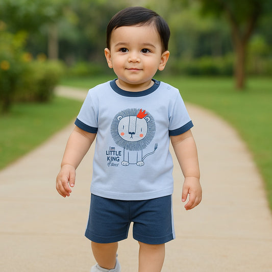 Boys Printed Cotton Tshirt and Shorts Set