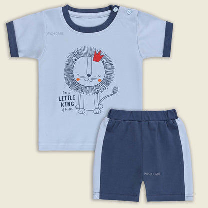 Boys Printed Cotton Tshirt and Shorts Set