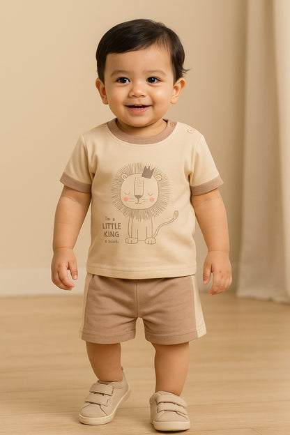 Boys Printed Cotton Tshirt and Shorts Set
