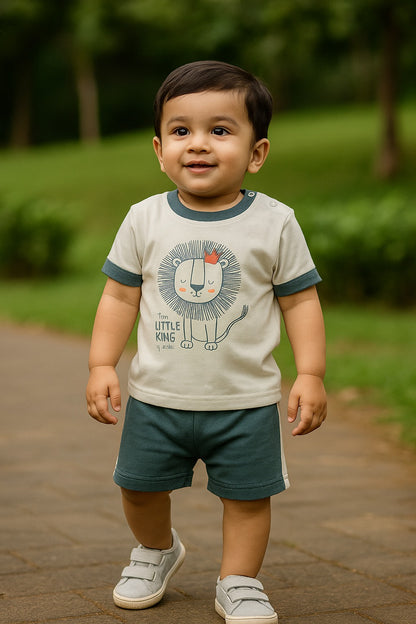 Boys Printed Cotton Tshirt and Shorts Set