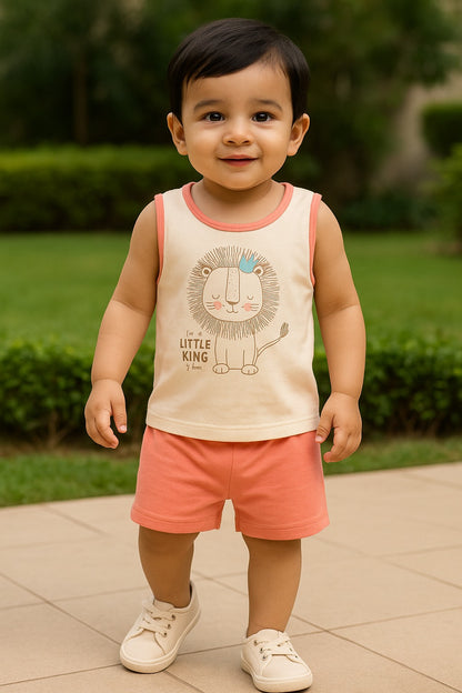 Boys Printed Cotton Tshirt and Shorts Set