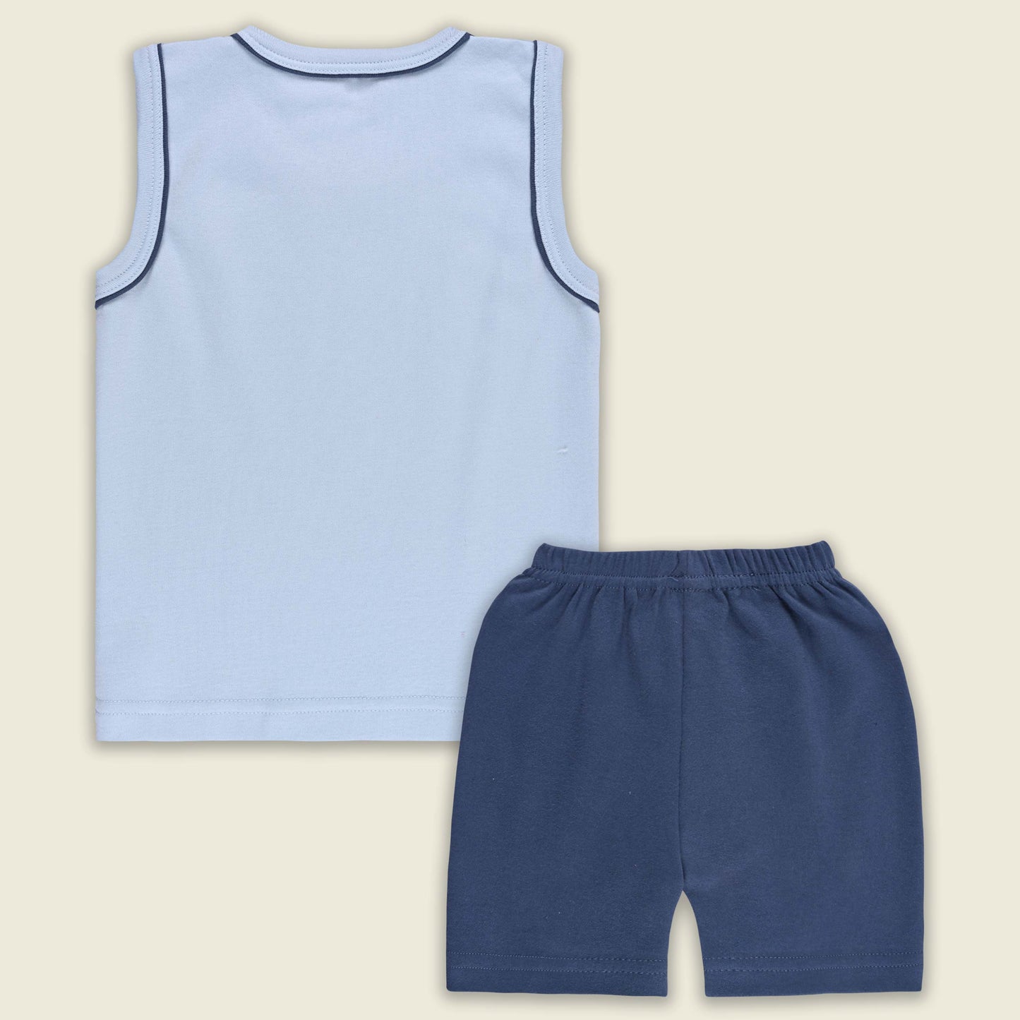 Boys Printed Cotton Tank Shirt and Shorts Set