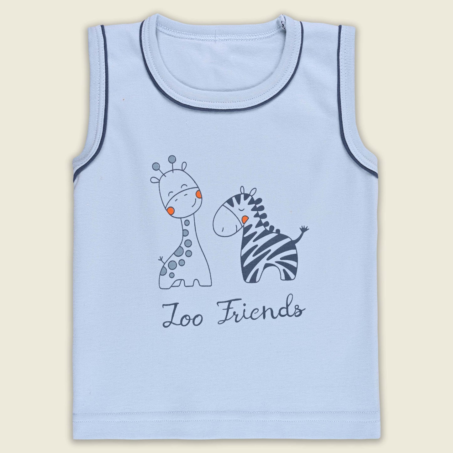 Boys Printed Cotton Tank Shirt and Shorts Set