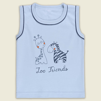 Boys Printed Cotton Tank Shirt and Shorts Set