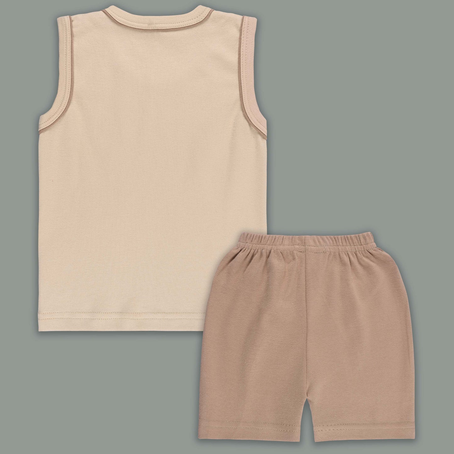 Boys Printed Cotton Tank Shirt and Shorts Set