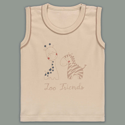 Boys Printed Cotton Tank Shirt and Shorts Set