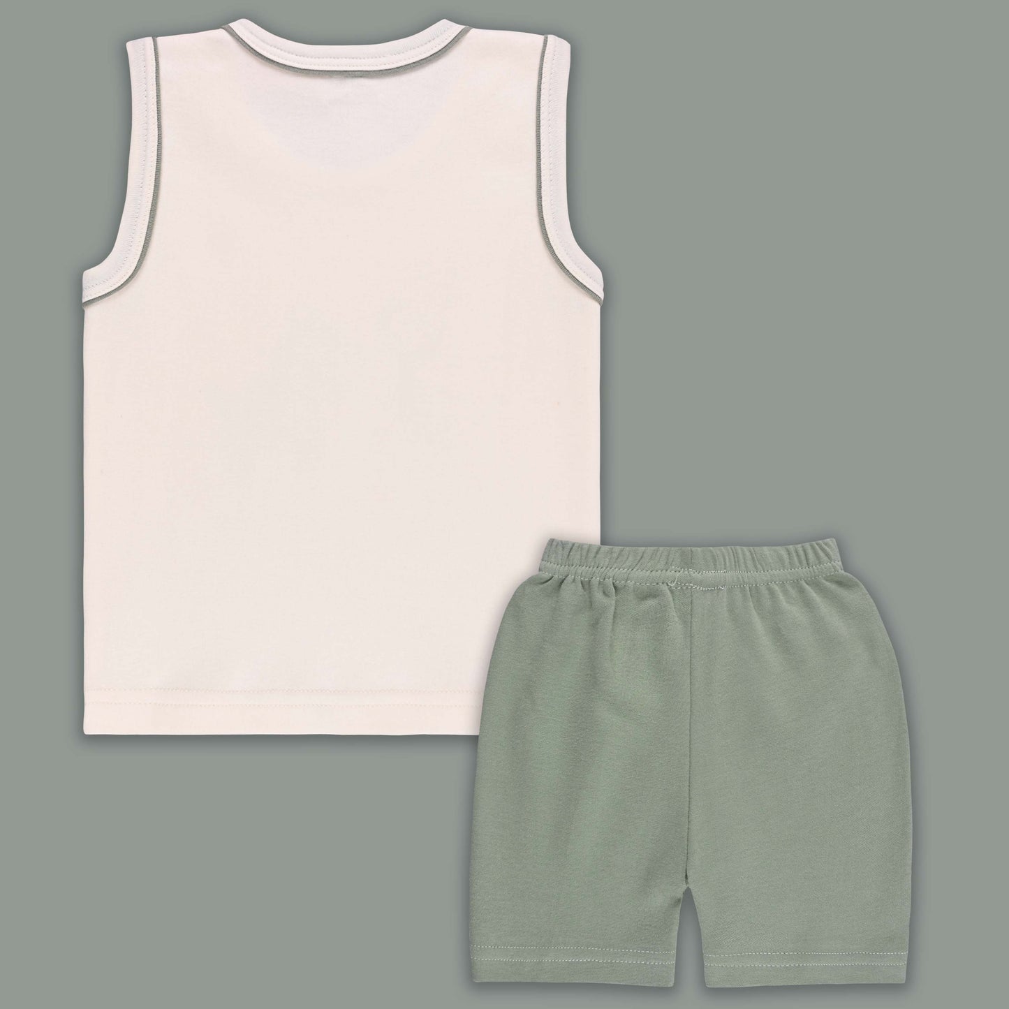 Boys Printed Cotton Tank Shirt and Shorts Set