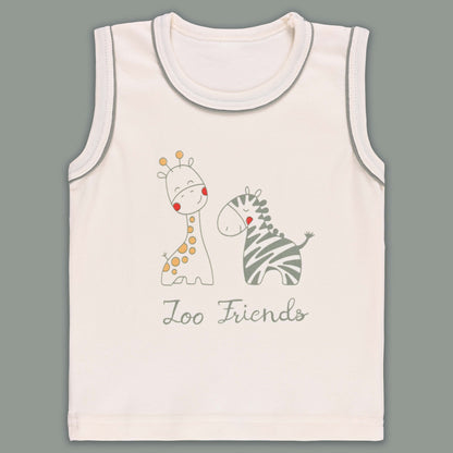 Boys Printed Cotton Tank Shirt and Shorts Set