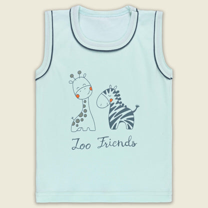 Boys Printed Cotton Tank Shirt and Shorts Set