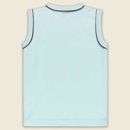 Boys Printed Cotton Tank Shirt and Shorts Set