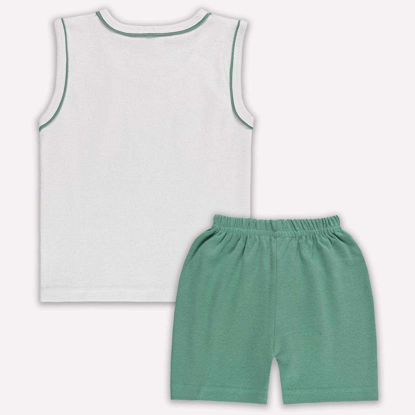 Boys Printed Cotton Tank Shirt and Shorts Set