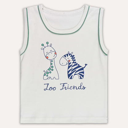 Boys Printed Cotton Tank Shirt and Shorts Set