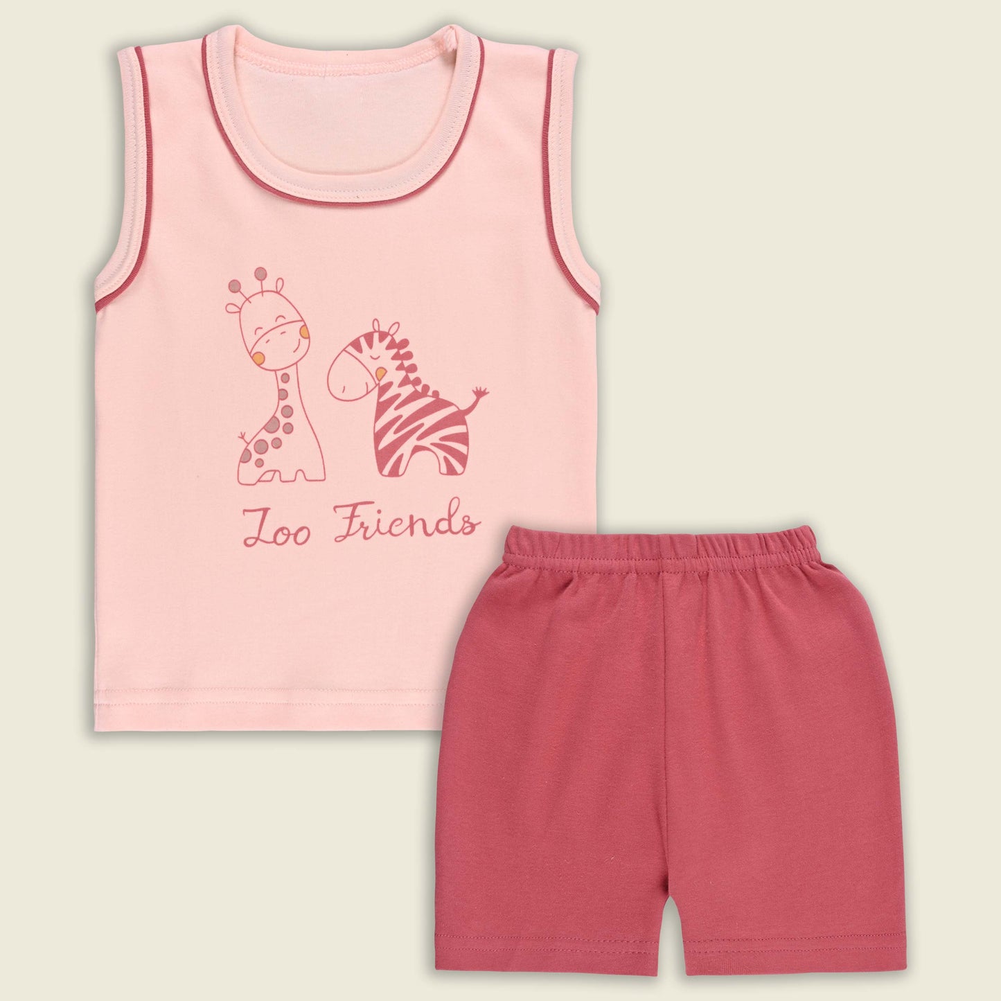 Boys Printed Cotton Tank Shirt and Shorts Set