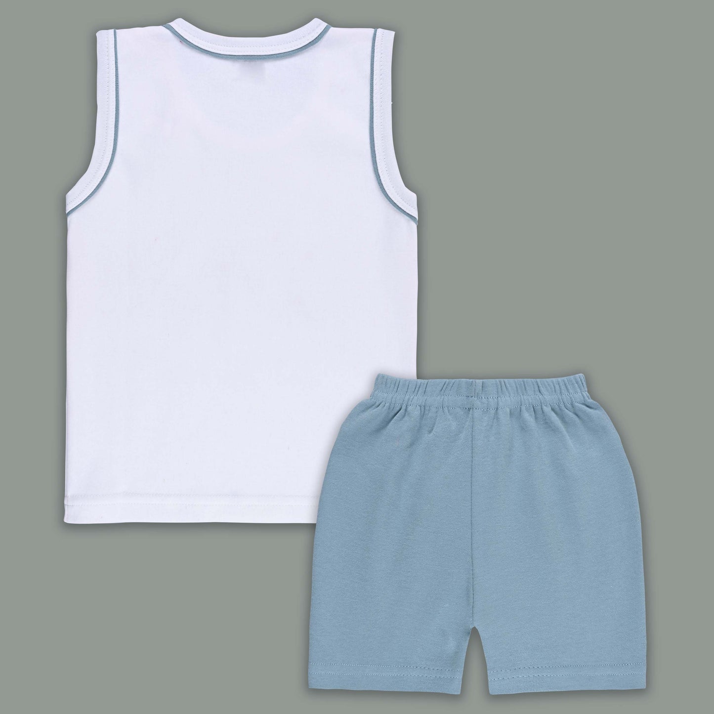 Boys Printed Cotton Tank Shirt and Shorts Set