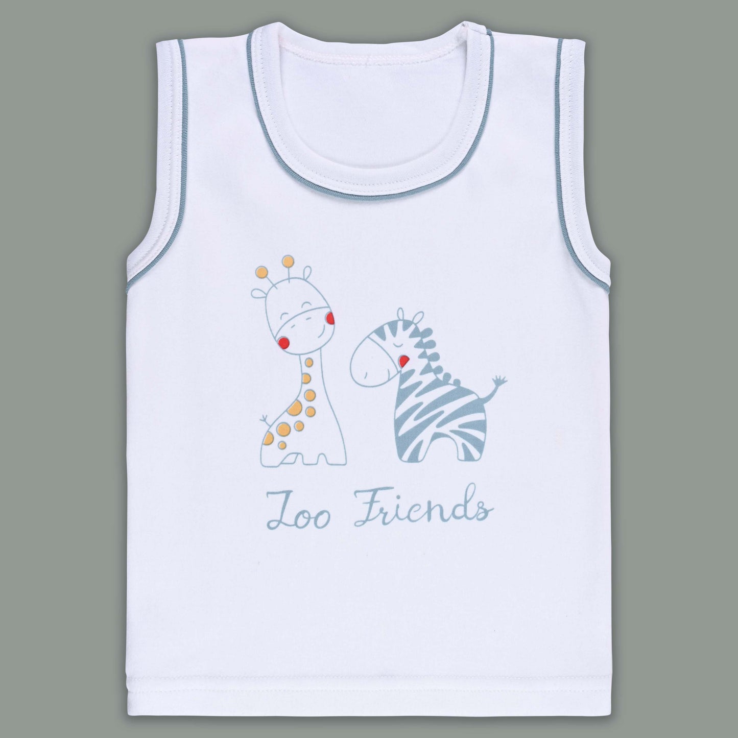 Boys Printed Cotton Tank Shirt and Shorts Set