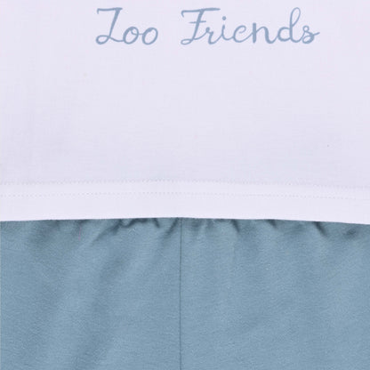 Boys Printed Cotton Tank Shirt and Shorts Set