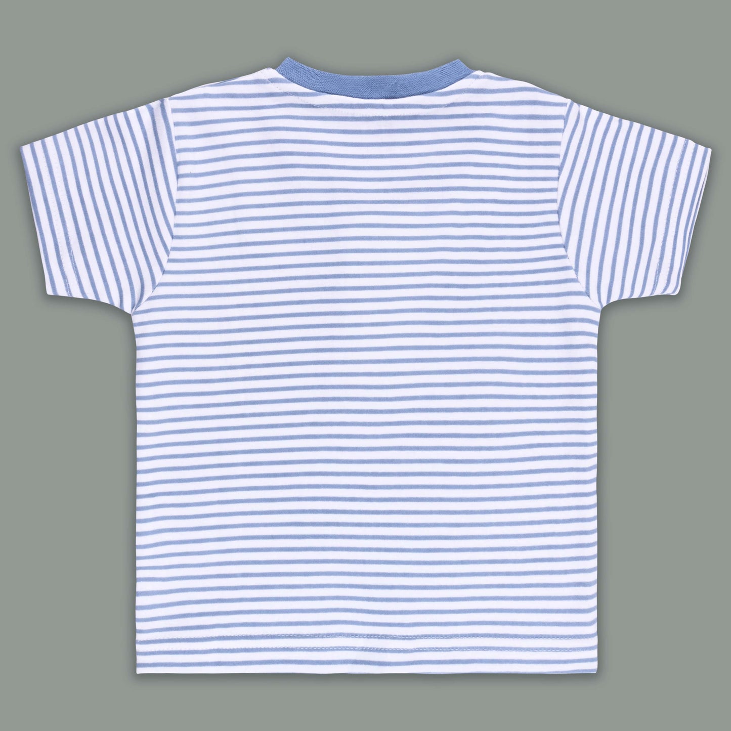 Boys Striped Teddy Print Cotton T-shirt and Shorts Set