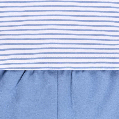 Boys Striped Teddy Print Cotton T-shirt and Shorts Set