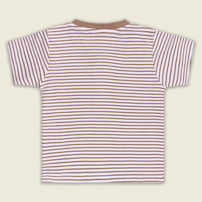 Boys Striped Teddy Print Cotton T-shirt and Shorts Set