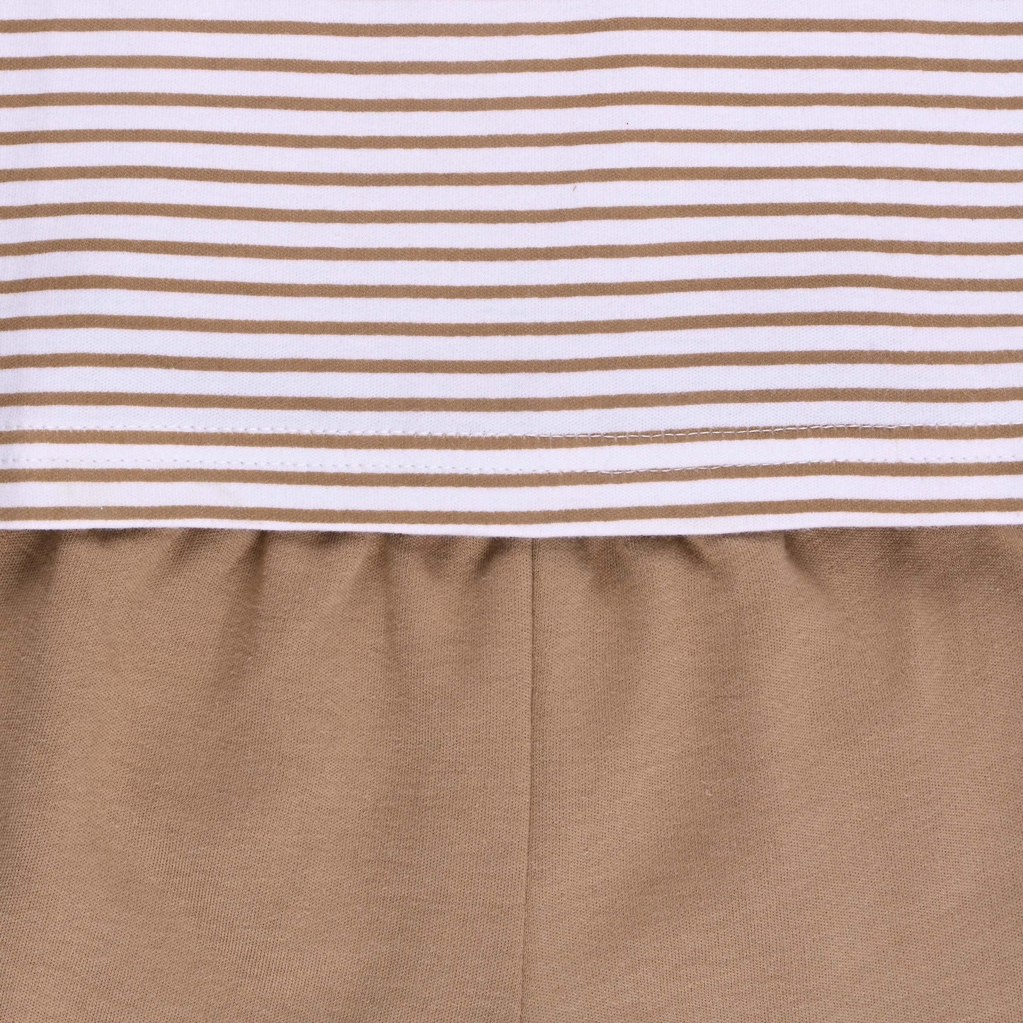 Boys Striped Teddy Print Cotton T-shirt and Shorts Set