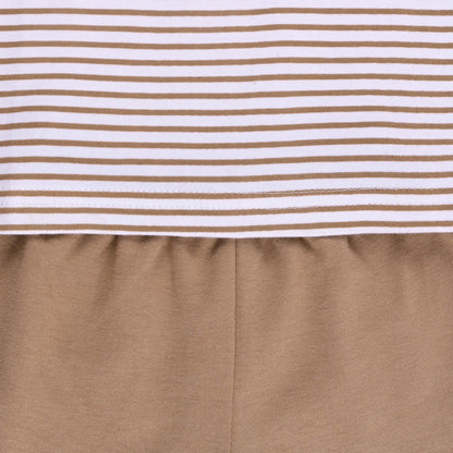 Boys Striped Teddy Print Cotton T-shirt and Shorts Set