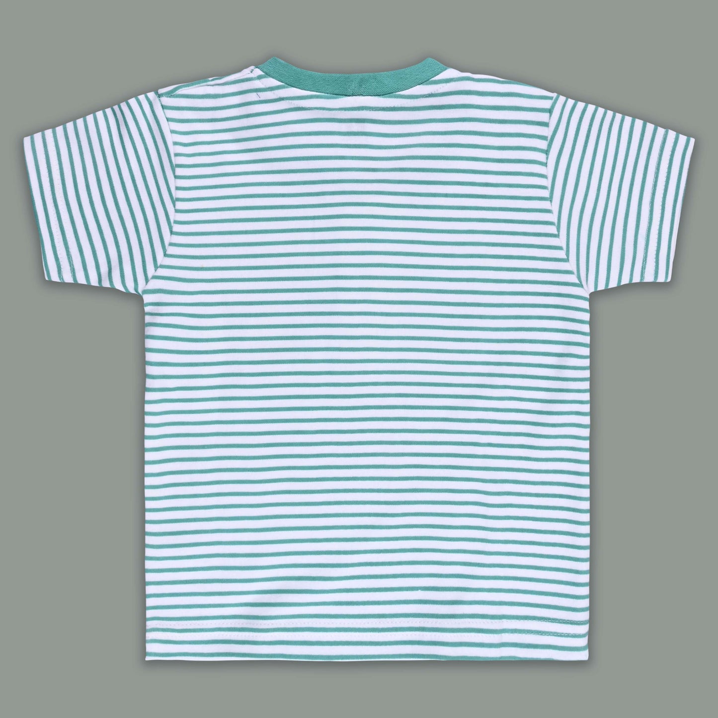 Boys Striped Teddy Print Cotton T-shirt and Shorts Set