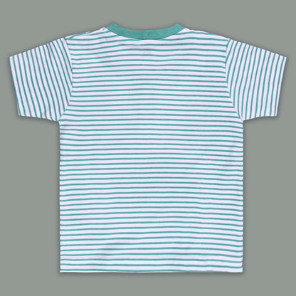 Boys Striped Teddy Print Cotton T-shirt and Shorts Set