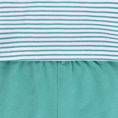 Boys Striped Teddy Print Cotton T-shirt and Shorts Set