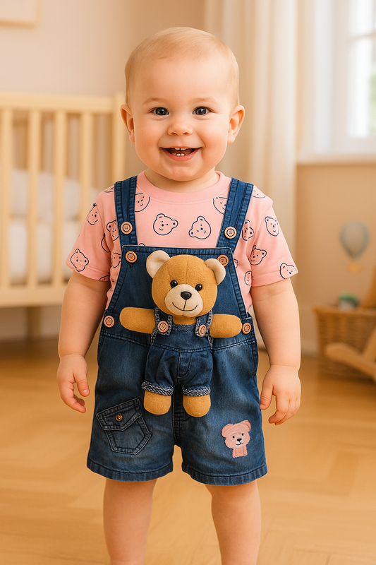 Baby Boys Applique T-Shirt and Shorts Dungaree Set