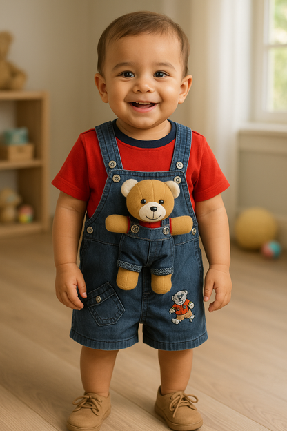 Baby Boys Applique T-Shirt and Shorts Dungaree Set