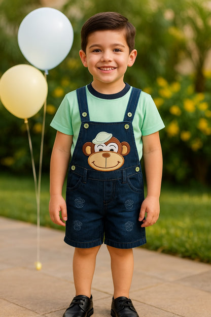 Baby Boys Applique T-Shirt and Shorts Dungaree Set