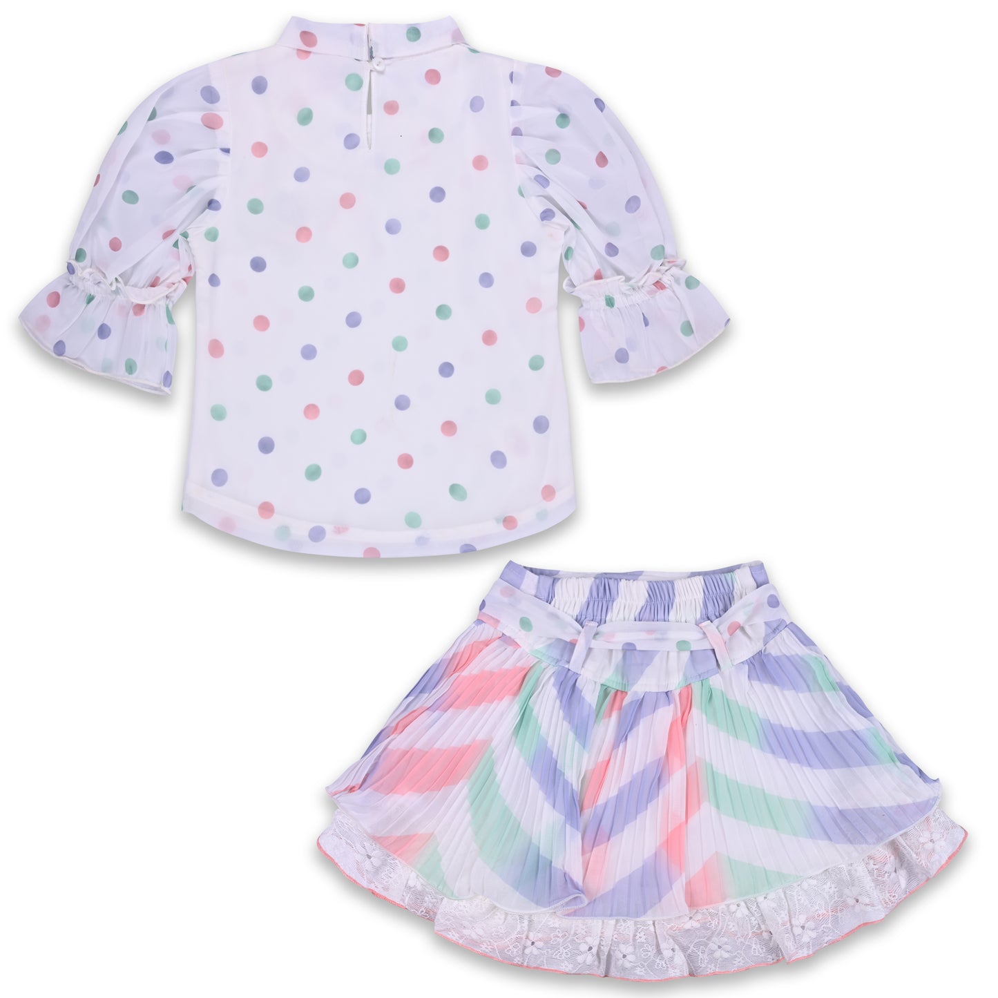 Girls Polka Print Top and Skirt Clothing Set