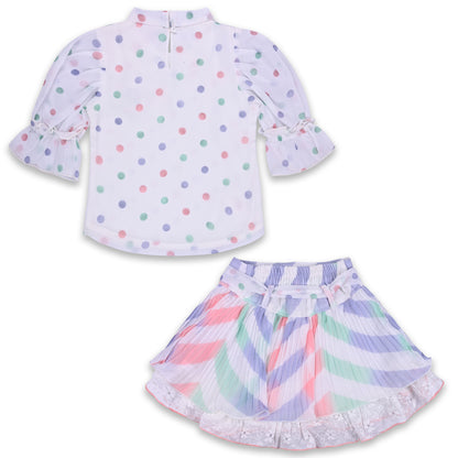 Girls Polka Print Top and Skirt Clothing Set
